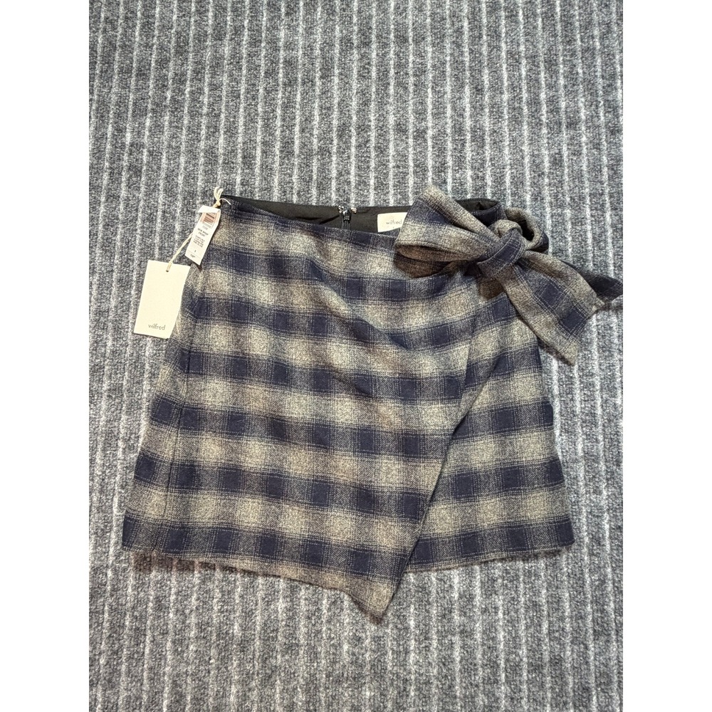 Wilfred Wrap Front Mini Skirt Sz 6 Plaid NWT Wool Cashmere Preppy Coquette Chic‎
